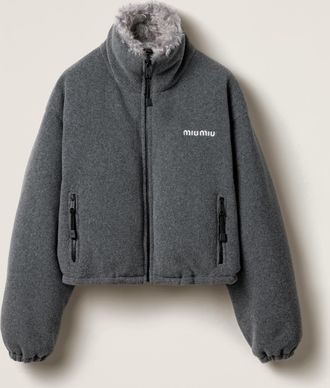 Miu Miu Fleece Down Jacket, Woman, Grey, Size 40