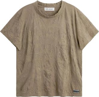 Our Legacy Tops, Heren, Bruin, M, Olive Crinkle Jersey T-Shirt