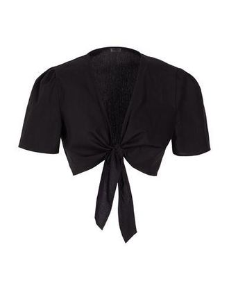 8 by YOOX SHORT SLEEVE CROP TOP WITH FRONT KNOT