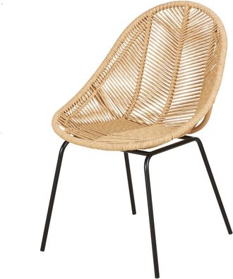 Maisons du monde Silla de jard&iacute;n de acero negro y resina reciclada beige