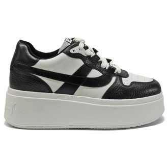 Ash Match Leather Womens Low Top Trainers - White Black Black - Size:UK 3