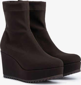 Pedro Garcia Wedge bootie in brown stretch microfiber | Urbana | Fall winter 2025