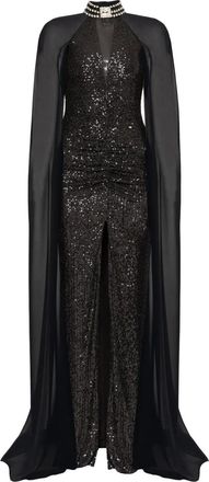 Nissa Abito da sera con mantella - Nero