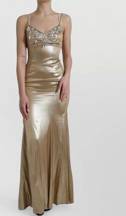 Dolce & Gabbana silk crystal embellished v-neck gown