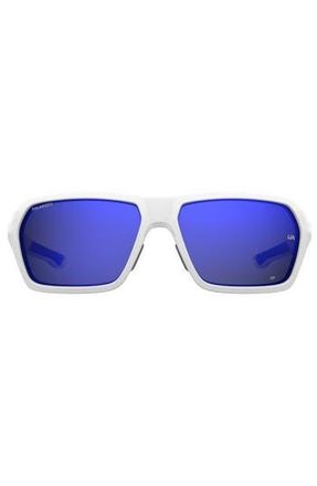 Under Armour 64mm Gradient Polarized Rectangular Sunglasses in Matt White at Nordstrom Rack
