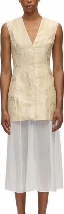 Stine Goya Waistcoat Tailored Midi Dress In Porcelain Cream