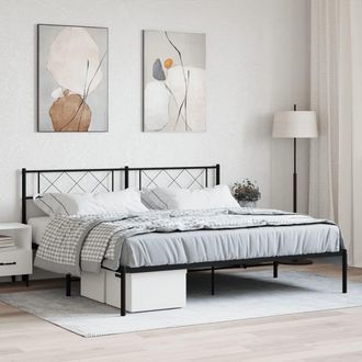 Berkfield Home Metal Bed Frame with Headboard Black 183x213 cm