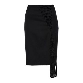 Alexander McQueen Alexander McQueen, Midi Skirts, female, Black, Size: M Skirt with Lace Insert