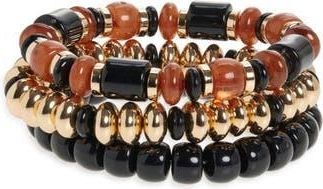 Nordstrom Rack 3-Pack Assorted Beaded Bracelet Set in Brown Multi- Gold at Nordstrom Rack
