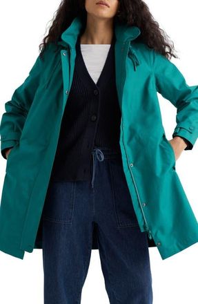 Seasalt Cornwall Cloudburst Mac Waterproof Organic Cotton Coat in Deep Dive at Nordstrom, Size 16