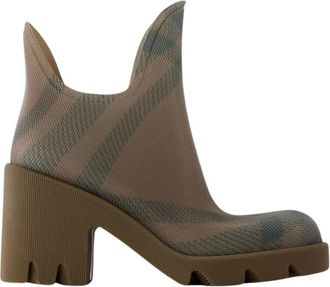 Burberry Check Knit Enkellaarsjes - Dames - Regenlaarzen - Beige - 37 EU - Schoenen