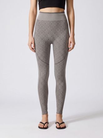 Casablanca Leggings in jersey con monogram jacquard e vita alta