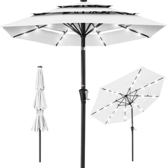 Best Choice Products 10ft 3-Tier Solar Patio Umbrella w/ 24 LED Lights, Tilt Adjustment, Easy Crank