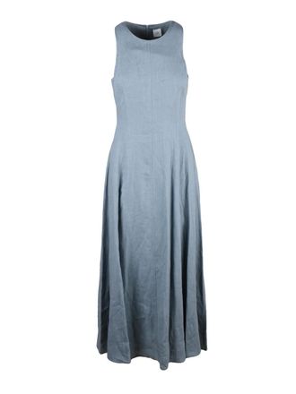 Eleventy Sage Green Flared Long Linen Dress