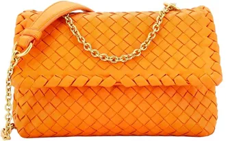Bottega Veneta Orange Intrecciato Leather Olimpia Crossbody Baby (Authentic Pre-Loved)