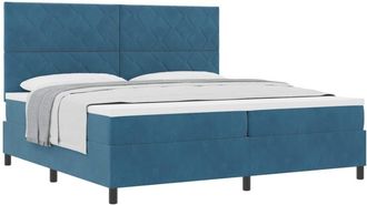 vidaXL Box Spring Bed with Mattress Dark Blue 200 x 200 cm Fabric vidaXL