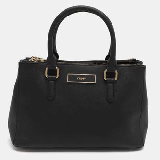 DKNY Dkny Robinson Double Zip Black Saffiano Leather Tote