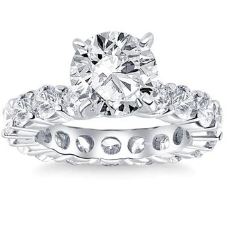 Pompeii3 5 1/2Ct TW Round Cut Diamond Eternity Engagement Ring 14k White Gold Lab Grown