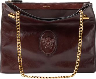 Versace Cabine Leather Shoulder Bag