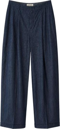 Max Mara Wijde broek - Dames - Wijde Broeken - Blauw - S - Denim - Broeken