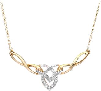 Jewelco London 9ct Gold Round 2pts Diamond Heart Lavalier Necklace 18 inch - PNEAXL01704Y
