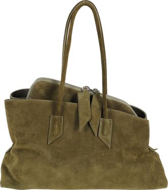 The Attico Khaki La Passeggiata Medium Suede Tote Bag