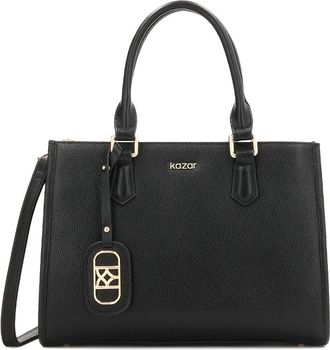 Kazar Tassen, Dames, Zwart, ONE Size, Leer, Zwarte leren handtas met afneembare band en afsluitbaar compartiment