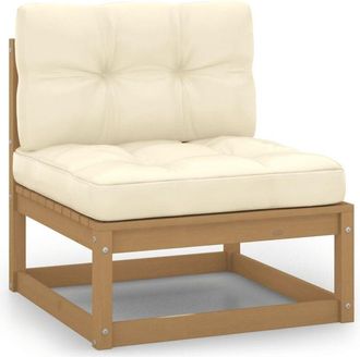 vidaXL Sof&aacute; Central De Jard&iacute;n Y Cojines Madera Madera Pino Crema Vidaxl