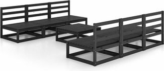 vidaXL Vidaxl - 7 Piece Garden Lounge Set Black Solid Pinewood