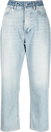 3x1 Lichtblauwe Stonewashed Geknipte Denim Jeans - Dames - Regular Fit Jeans - Blauw - W25 - Denim - Jeans