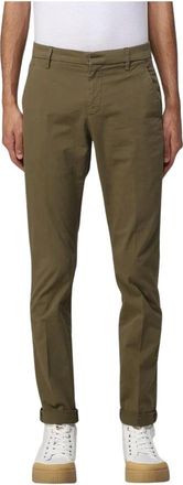 Dondup Broeken, Heren, Groen, W35, Katoen, Klassieke Blauwe Slim Fit Chinos