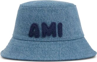 Ami logo-appliqué bucket hat - Blue