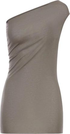 Rick Owens Sleeveless Tops, female, Gray, Size: M One-Shoulder Top