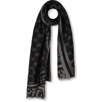 Liu Jo Accessoires, Dames, Zwart, ONE Size, Katoen, Dieren Jacquard Monogram Stola Sjaal