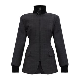 Moschino Blazers, female, Black, Size: M Stand-up Collar Blazer