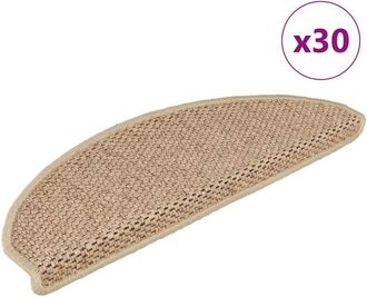 vidaXL Alfombra Autoadhesiva Escalera Sisal 30 Uds 65x21x4 Cm Arena Vidaxl