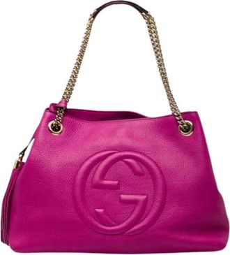 Gucci Pre-owned Soho Chain Shoulder Bag - Dames - Pre-owned - Paars - Maat: ONE Size Leer