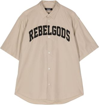 Undercover embroidered-motif poplin shirt - men - Cotton - 4 - Brown
