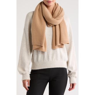 Nordstrom Cashmere Rib Scarf in Camel at Nordstrom Rack