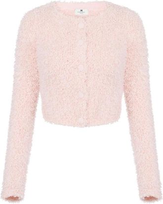 Elisabetta Franchi Cardigan van fleece stof - Dames - Vesten - Roze - L - Truien & Vesten