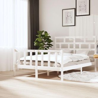 Berkfield Home Bed Frame White Solid Wood Pine 160x200 cm
