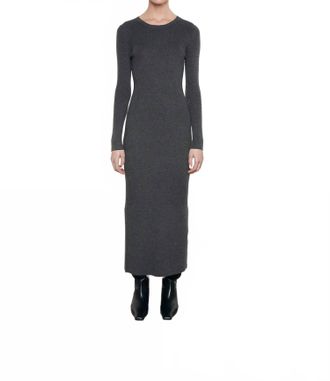 Enza Costa Silk Sweater Rib Crew Dress In Heather Charcoal