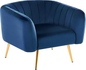 Beliani Beliani - Sill&oacute;n De Terciopelo Azul Oscuro Dorado Respaldo Patas Metal Glamour Laconia