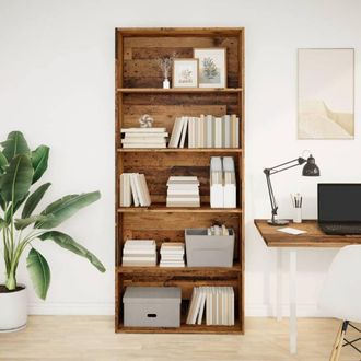 Berkfield Home Book Cabinet Old Wood 80x30x189 cm Engineered Wood in Brown | Size: 80 x 30 x 189 cm
