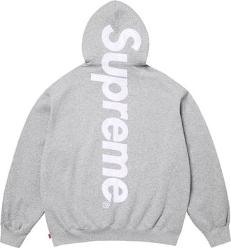 SUPREME SS26 Satin Appliqu&eacute; Hooded Sweatshirt Heather Grey SUP-SS26-191-GRY