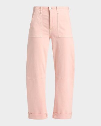 LE JEAN Utility Soft Barrel Crop Jeans