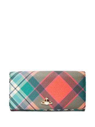 Vivienne Westwood tartan orb wallet - women - Polyurethane - One Size - Green