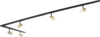 QAZQA Qazqa Moderno Sistema De Iluminaci&oacute;n De Riel Inteligente Negro Con Dorado Monof&aacute;sico 5 Luces Con Wifi Gu10 - Iconic Jeana Aluminio Alargada Adecuado P