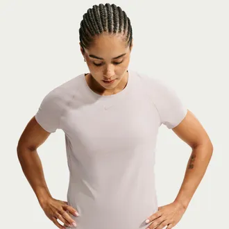 Nike Womens Universa Dri-FIT Short-Sleeve Top in Brown | IO9960-236
