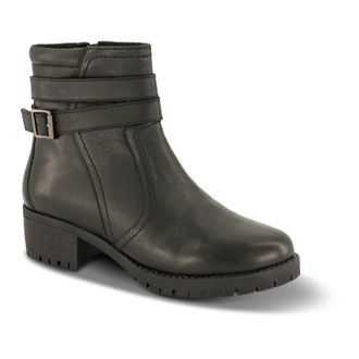 Nordic Softness Schoenen, Dames, Zwart, 38 EU, Leer, Comfortabele laars met blokhak en riemdetails